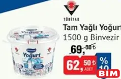 BİNVEZİR TAM YAĞLI YOĞURT 1500 G